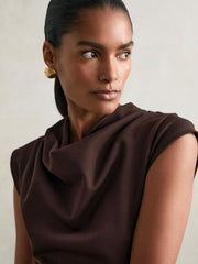 Twill-Jersey Draped Midi Dress Burgundy | Women