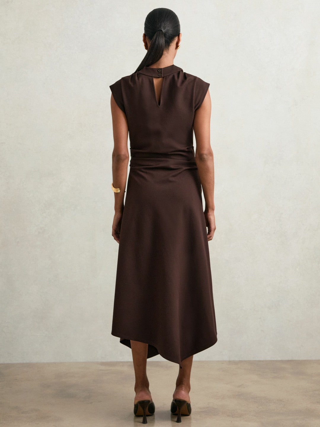 Twill-Jersey Draped Midi Dress Burgundy | Women