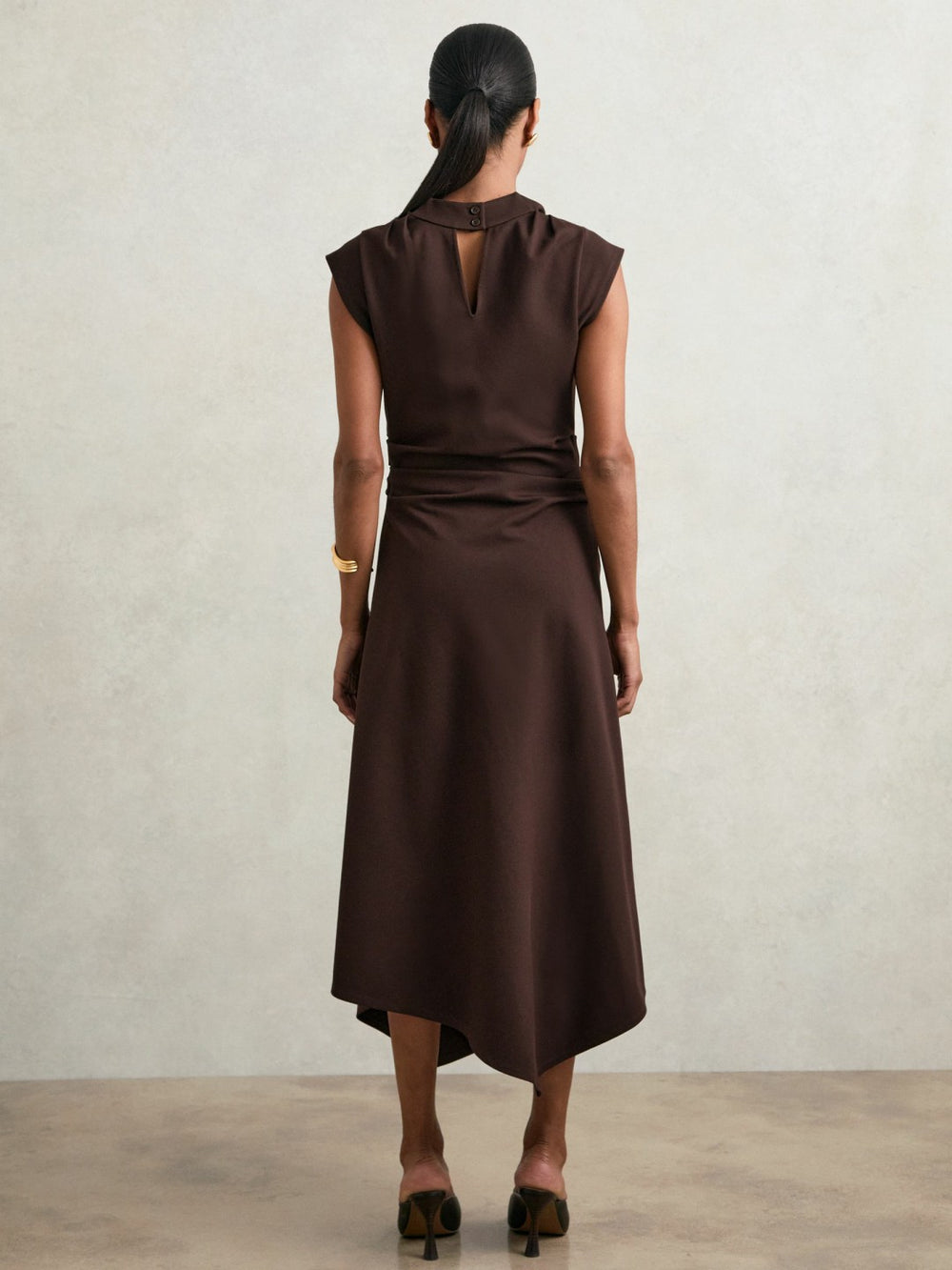 Twill-Jersey Draped Midi Dress Burgundy | Women