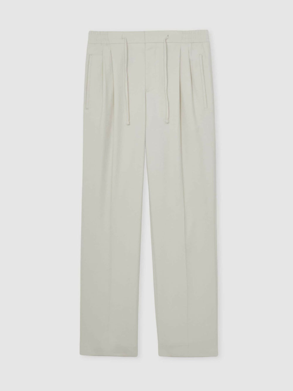 Relaxed-Fit Twill Drawstring Trousers Ecru | Men