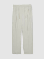 Relaxed-Fit Twill Drawstring Trousers Ecru | Men