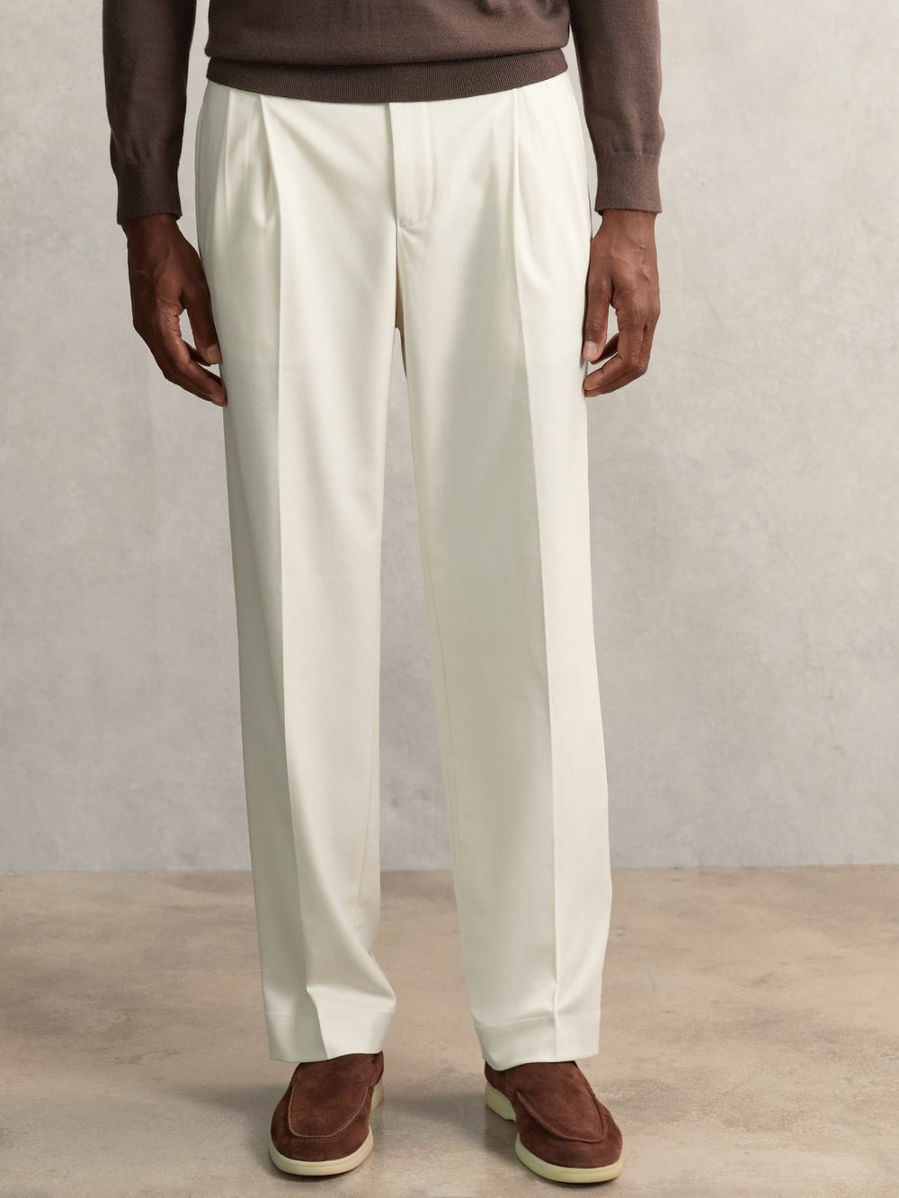 Relaxed-Fit Twill Drawstring Trousers Ecru | Men