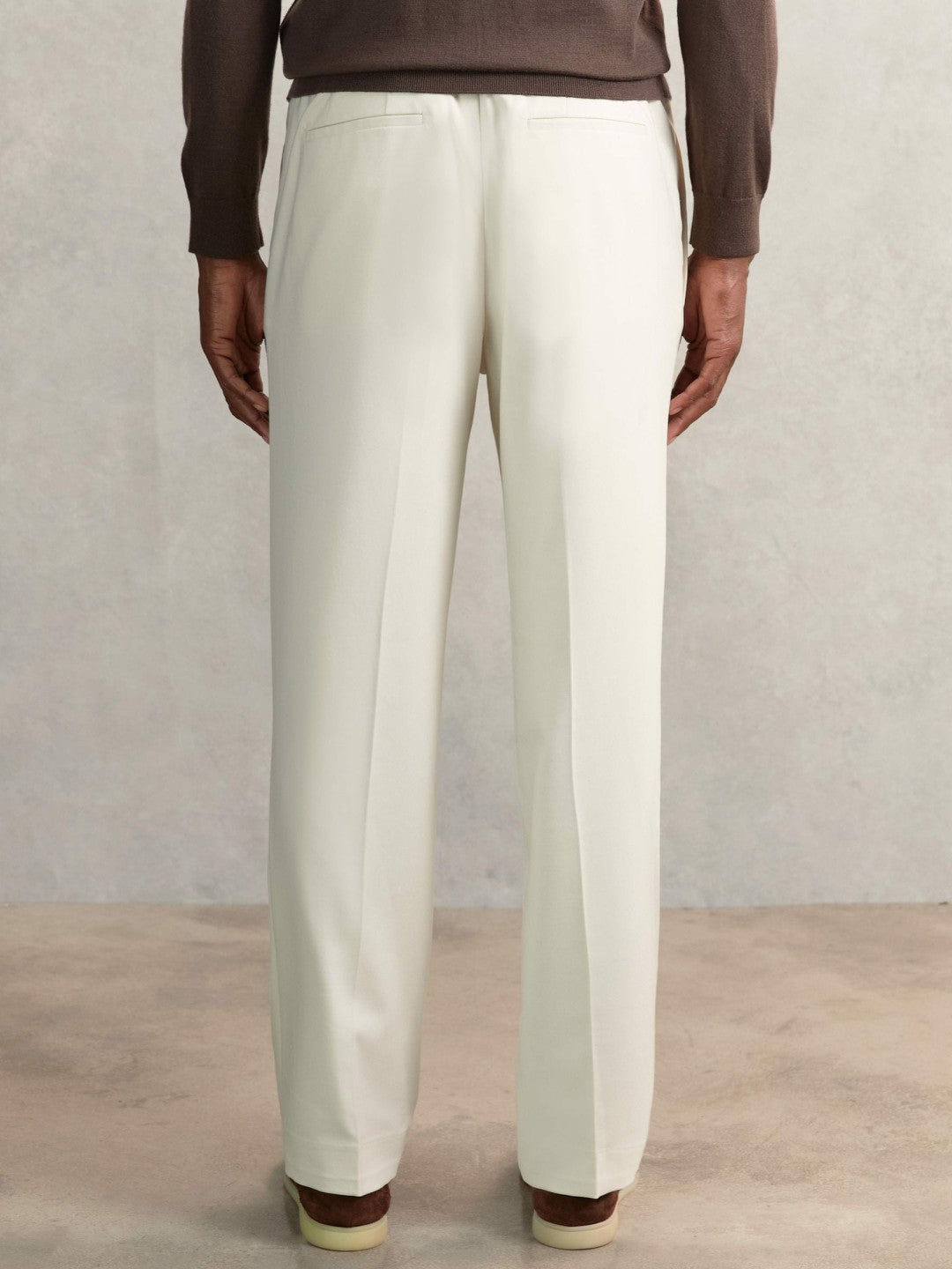 Relaxed-Fit Twill Drawstring Trousers Ecru | Men