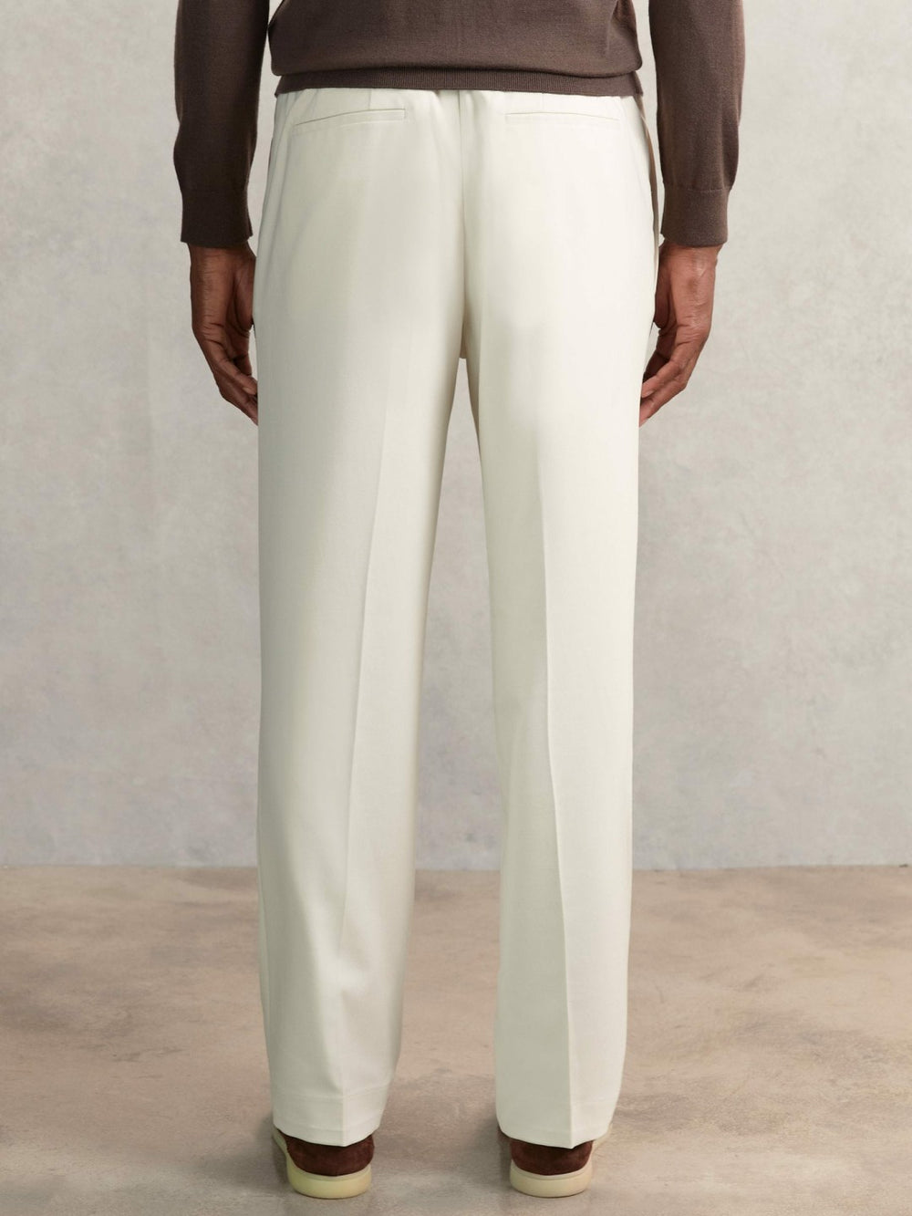 Relaxed-Fit Twill Drawstring Trousers Ecru | Men