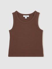 3-9 yrs Stretch-Cotton Ribbed Vest Chocolate | Children & Baby
