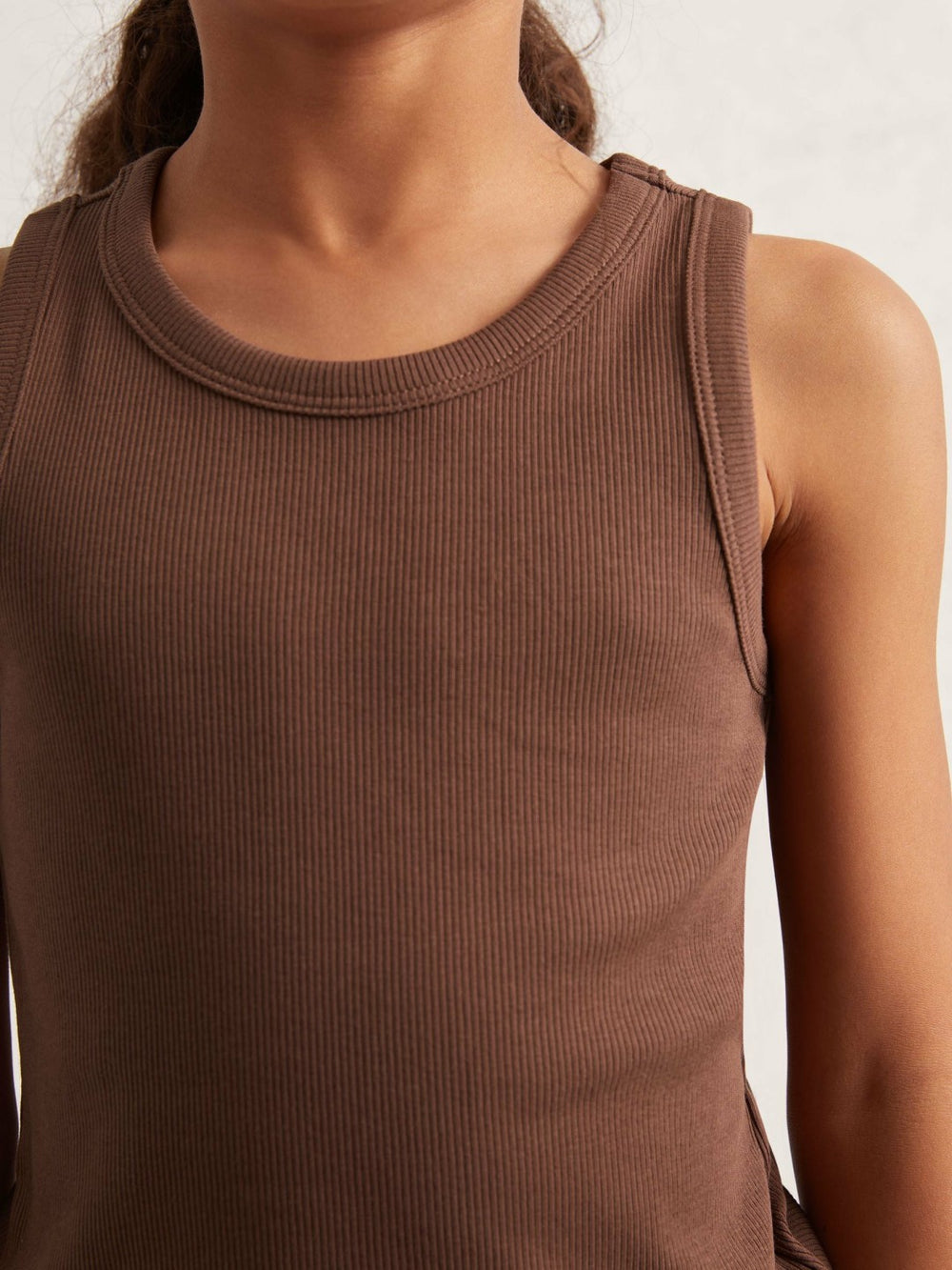 3-9 yrs Stretch-Cotton Ribbed Vest Chocolate | Children & Baby
