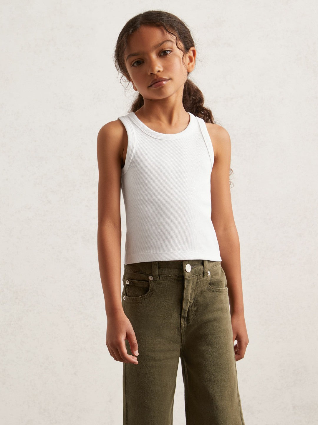 3-9 yrs Stretch-Cotton Ribbed Vest Ivory | Children & Baby