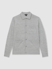 Merino Wool Button-Through Shirt Soft Grey Mouline | Men