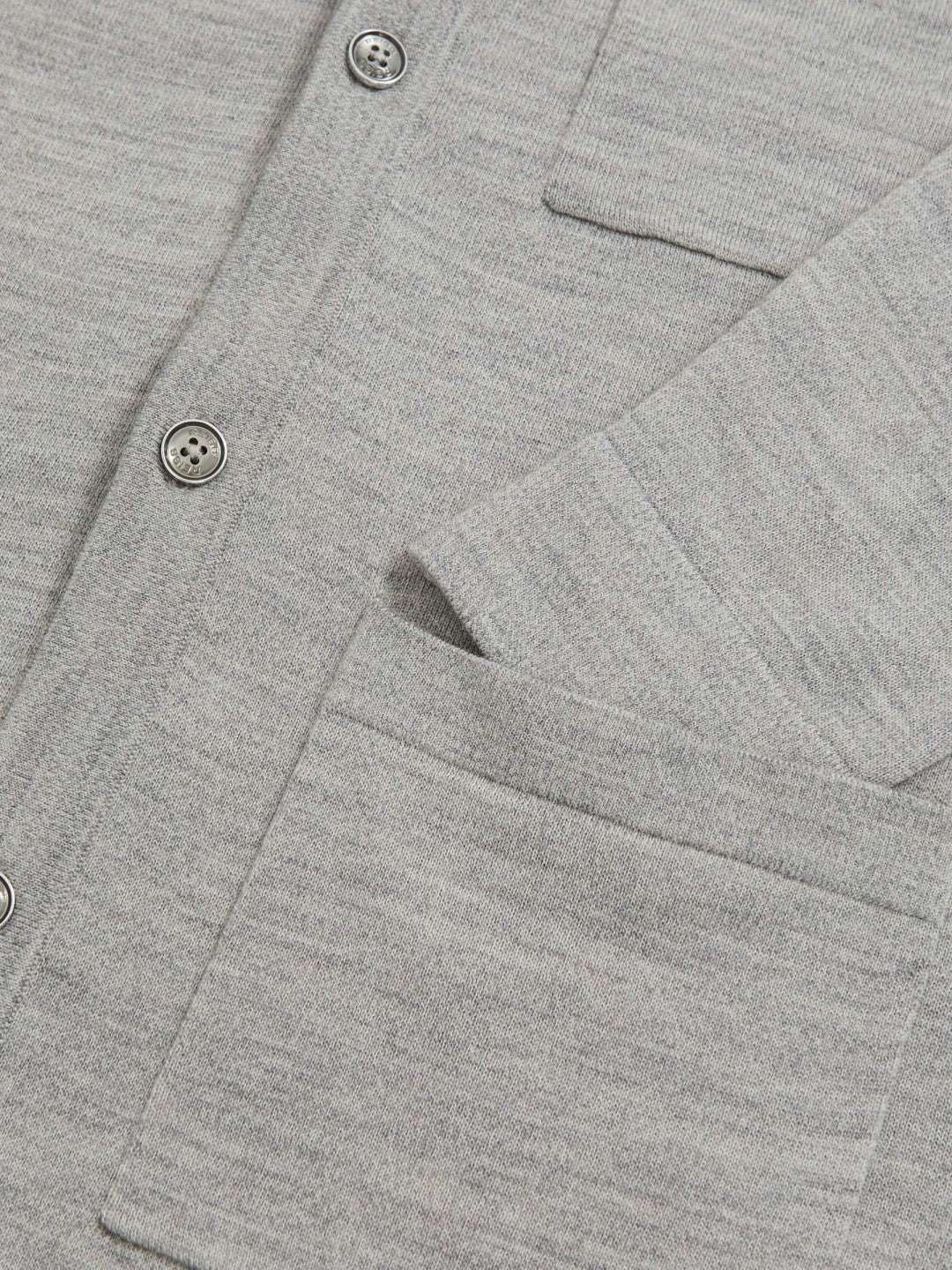 Merino Wool Button-Through Shirt Soft Grey Mouline | Men