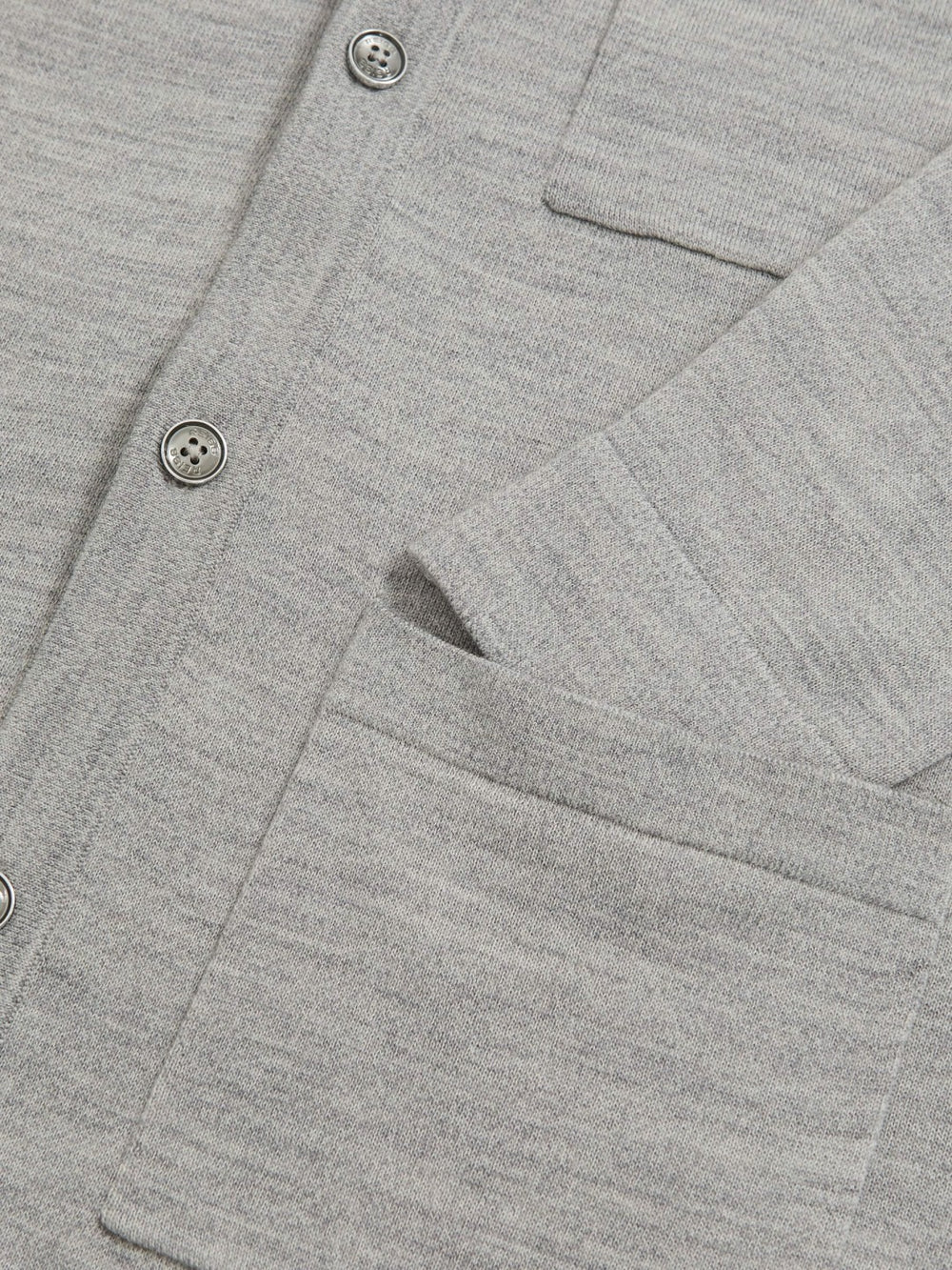 Merino Wool Button-Through Shirt Soft Grey Mouline | Men