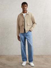 Paige Flap Pocket Worker Jacket Beige | Men