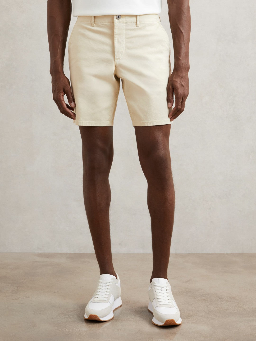 Paige Cotton Chino Shorts with Stretch Cream | Men