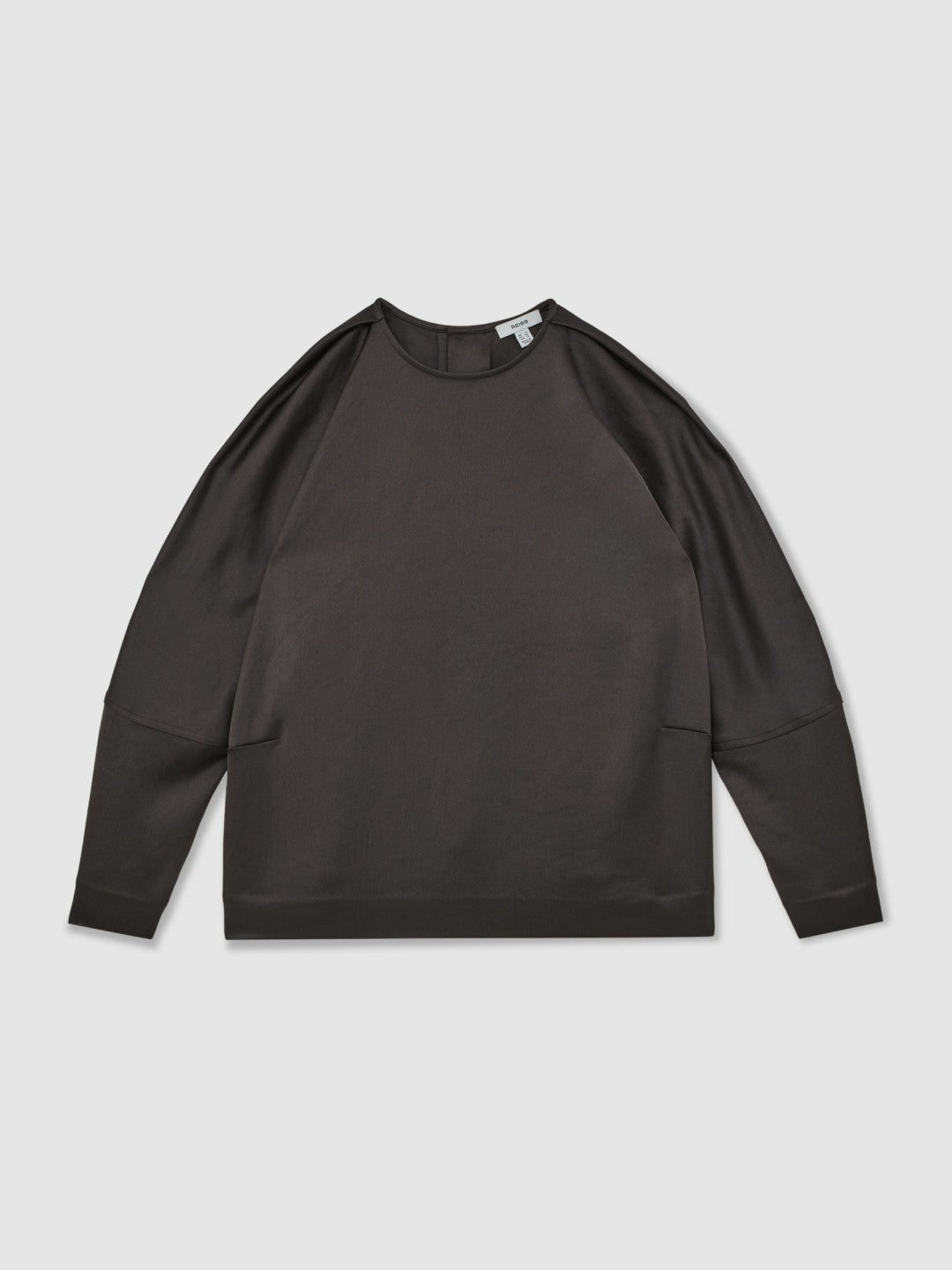 Satin Button-Back Long-Sleeve Top Mauve | Women