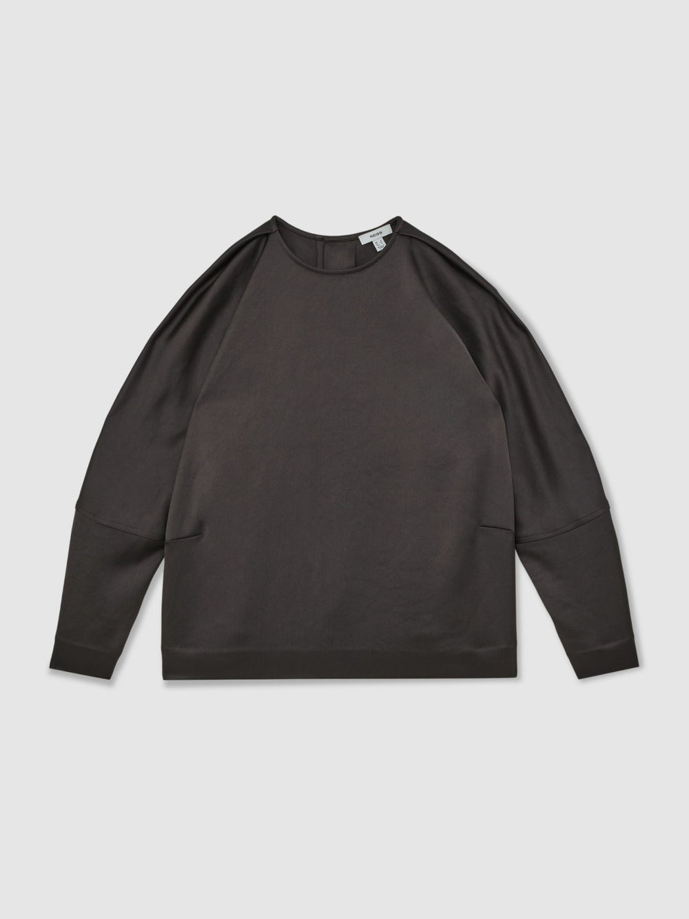 Satin Button-Back Long-Sleeve Top Mauve | Women