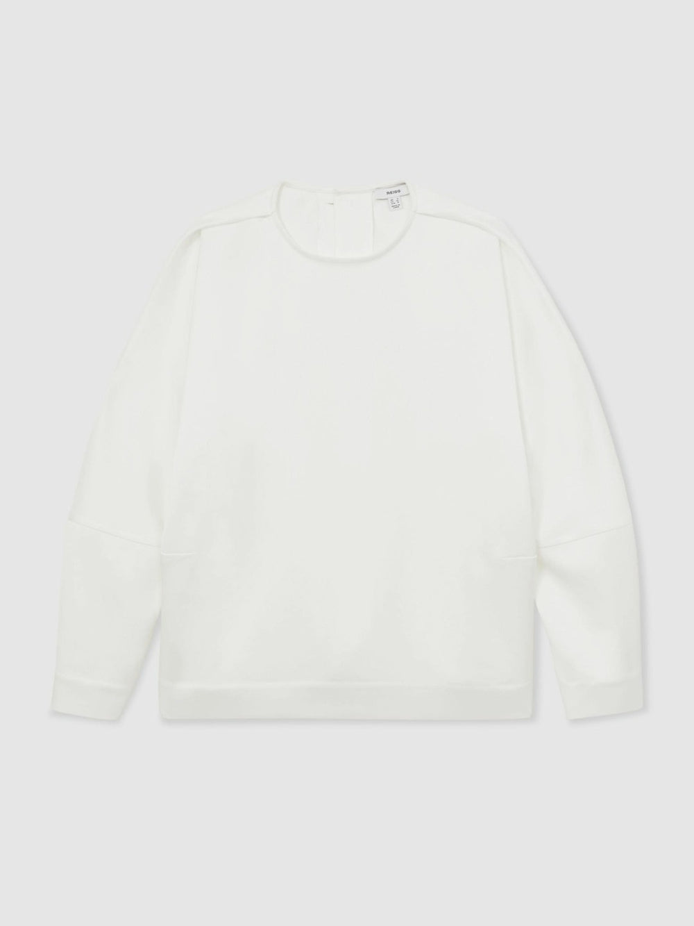 Satin Button-Back Long-Sleeve Top Ivory | Women