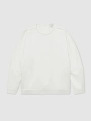 Satin Button-Back Long-Sleeve Top Ivory | Women