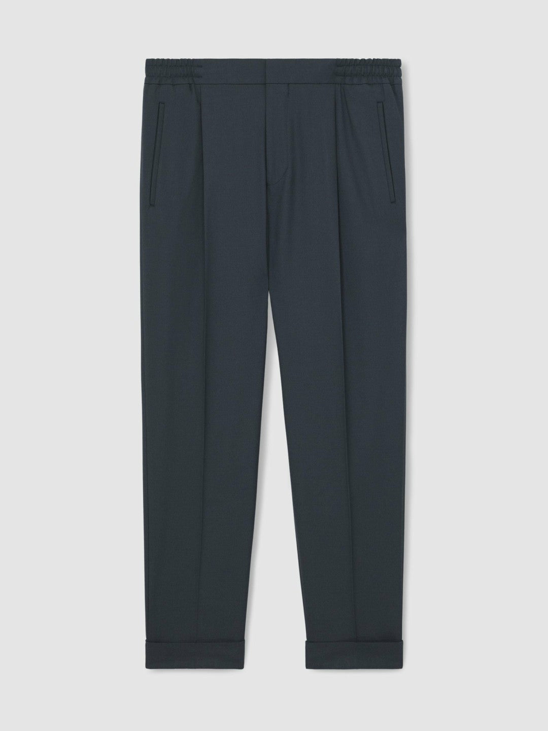 Relaxed-Fit Pleated Tapered Trousers Steel Blue | Men