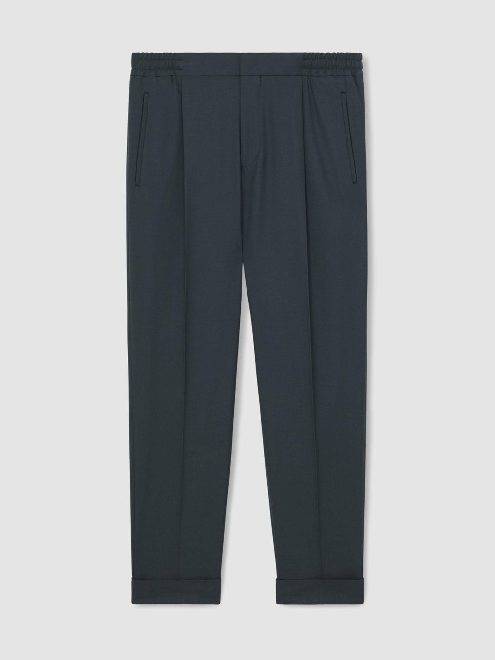 Relaxed-Fit Pleated Tapered Trousers Steel Blue | Men