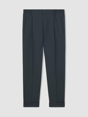 Relaxed-Fit Pleated Tapered Trousers Steel Blue | Men
