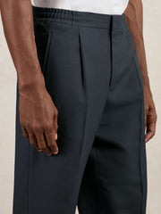 Relaxed-Fit Pleated Tapered Trousers Steel Blue | Men