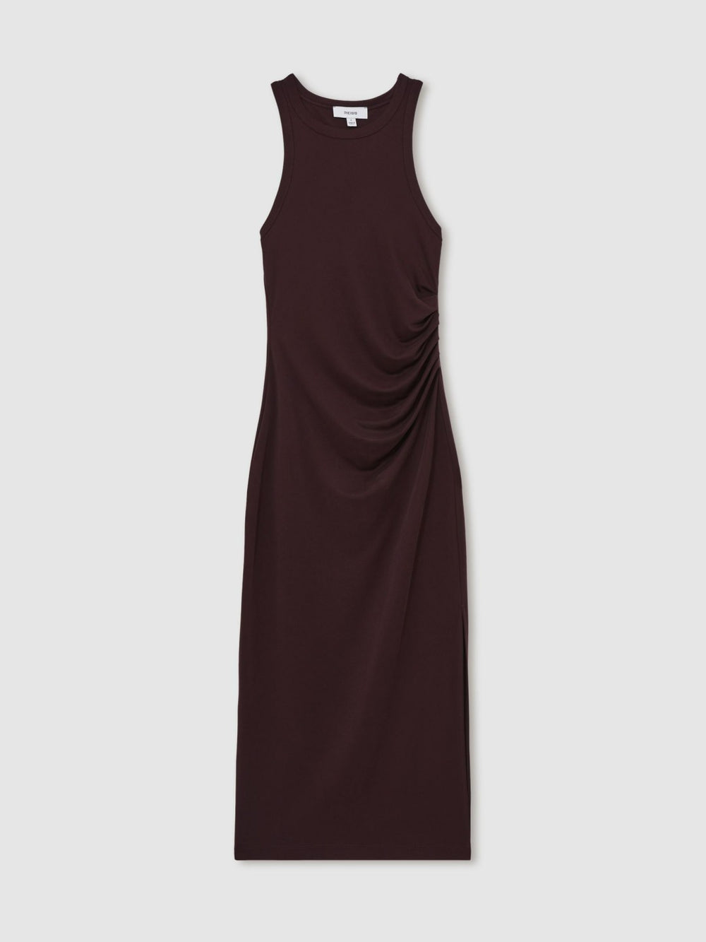 Jersey Ruched Racer Midi Dress Burgundy | Women