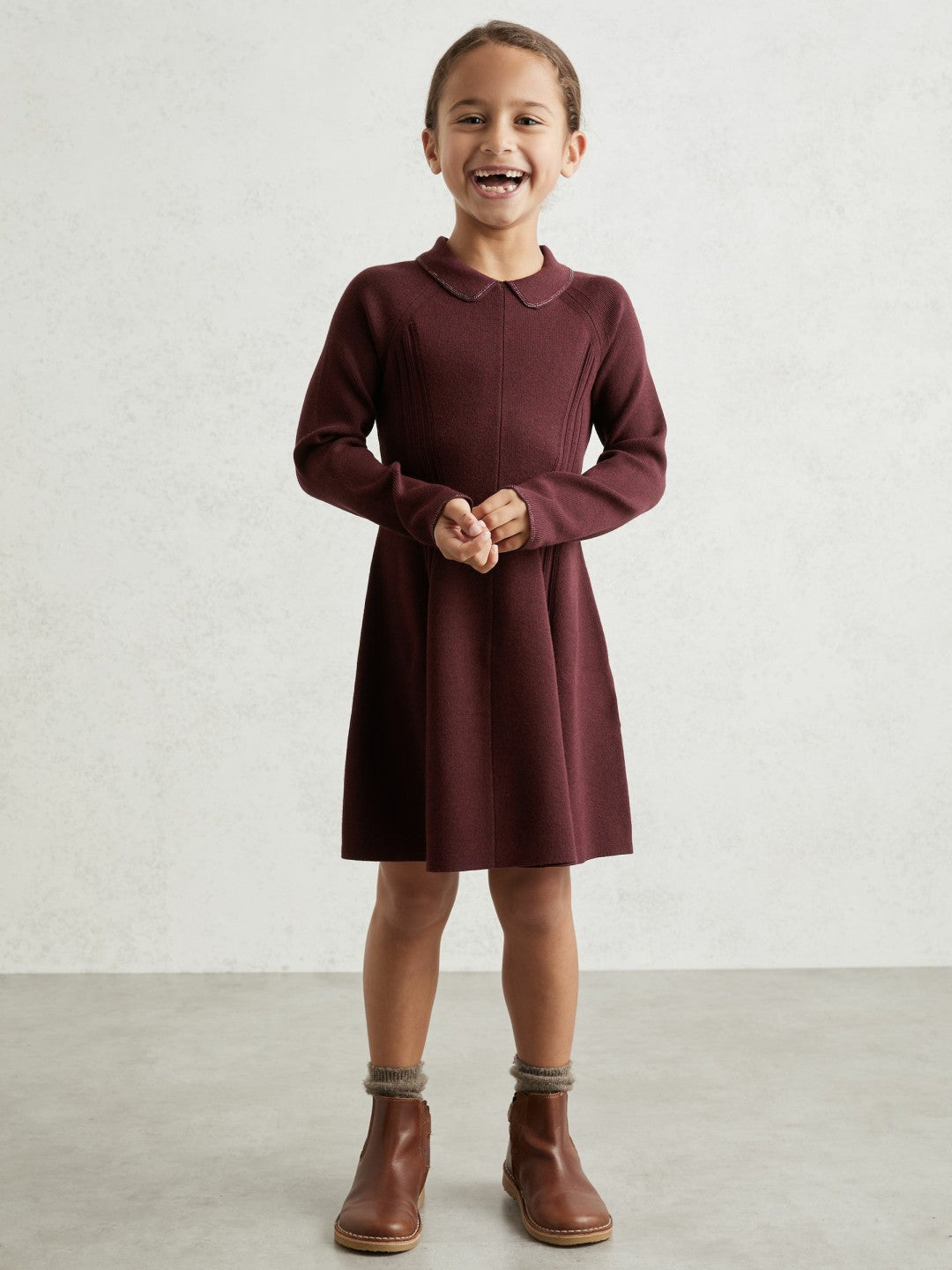 9-13 yrs Embellished Collar Knitted Dress Berry | Children & Baby