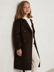 3-9 yrs Double-Breasted Blindseam Wool-Blend Coat Chocolate Brown | Children & Baby