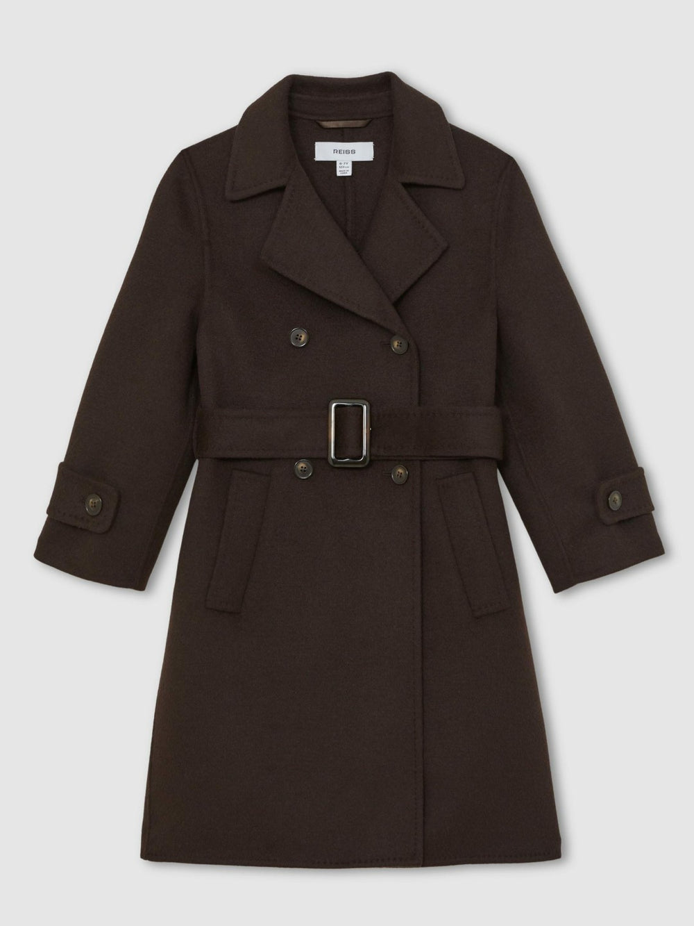 3-9 yrs Double-Breasted Blindseam Wool-Blend Coat Chocolate Brown | Children & Baby