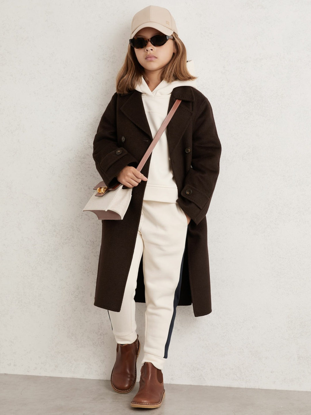3-9 yrs Double-Breasted Blindseam Wool-Blend Coat Chocolate Brown | Children & Baby