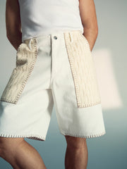| Tom Daley Crochet Denim Shorts Off White | Men