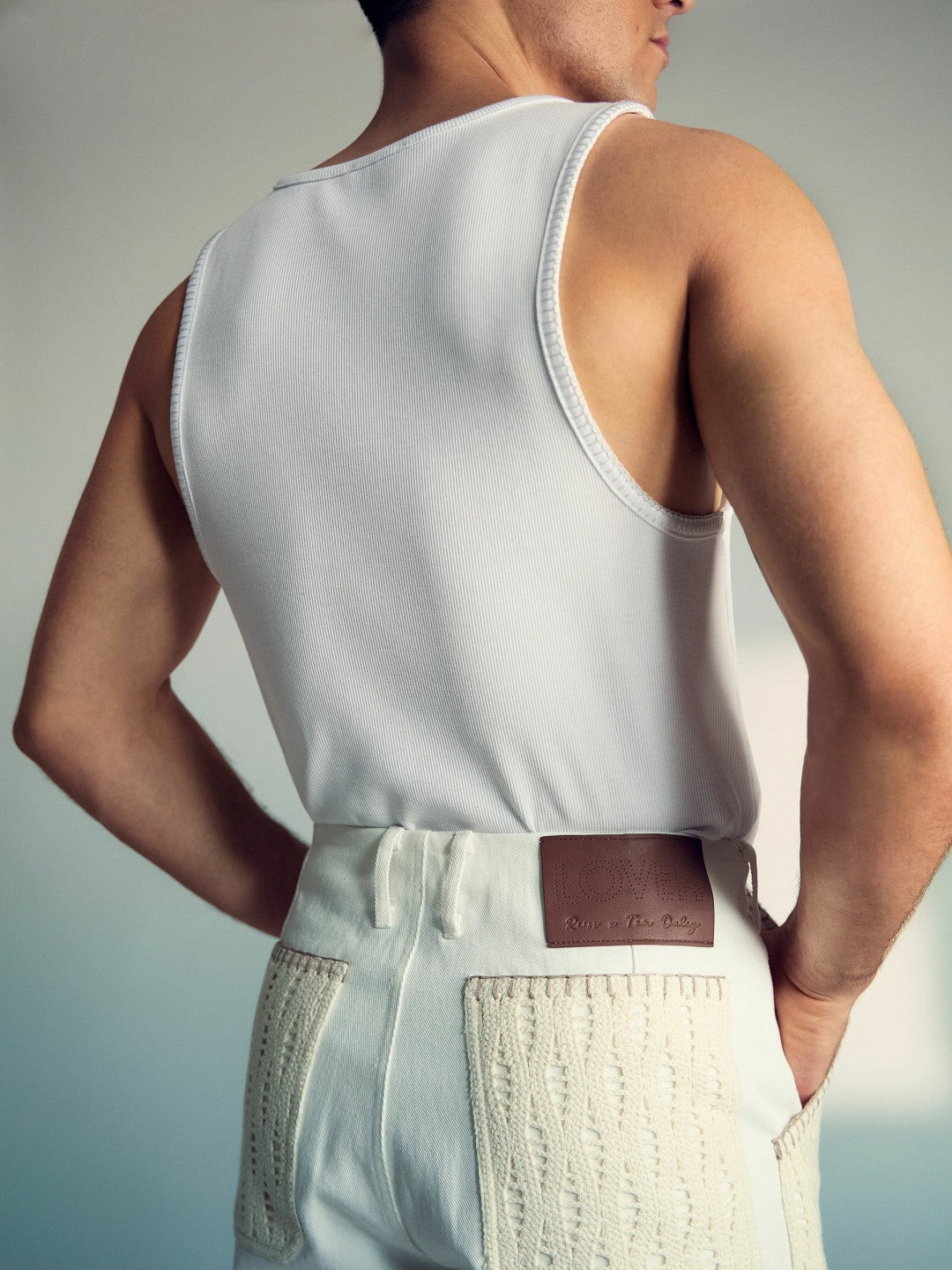 | Tom Daley Crochet Denim Shorts Off White | Men