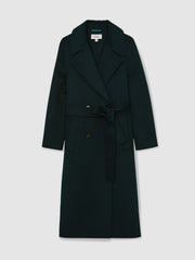 Petite Double-Breasted Blindseam Coat Wool-Blend Green | Women