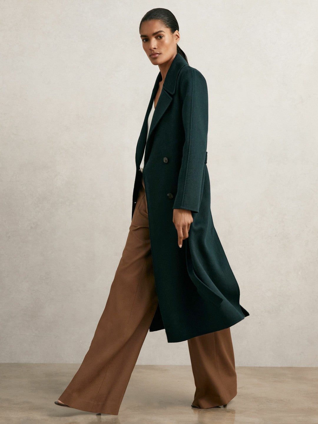Double-Breasted Blindseam Coat Wool-Blend Green | Women