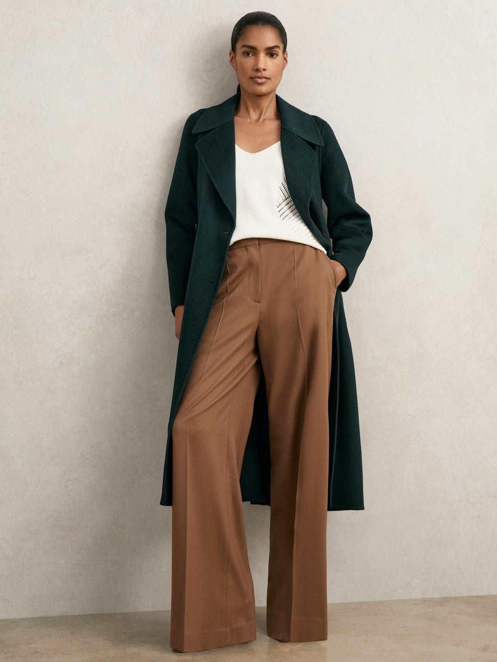 Double-Breasted Blindseam Coat Wool-Blend Green | Women