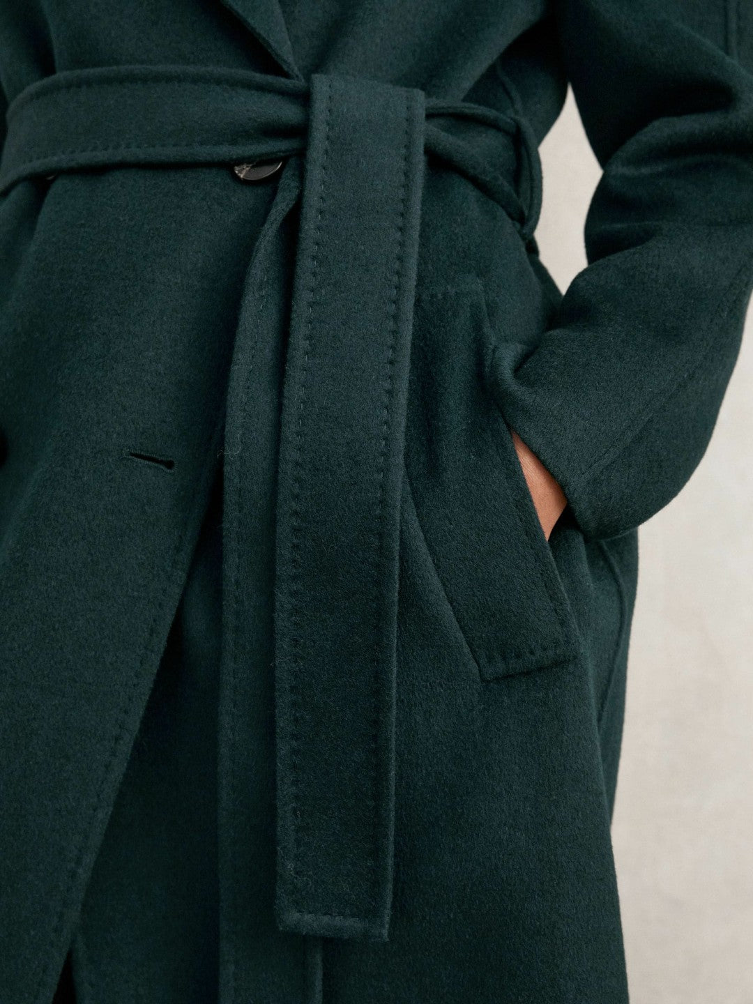 Double-Breasted Blindseam Coat Wool-Blend Green | Women