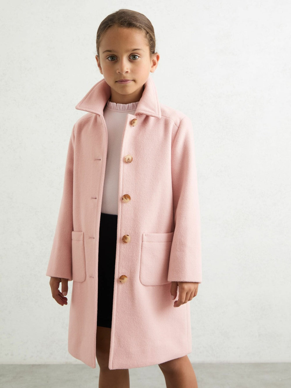 13-14 yrs Wool-Blend Single-Breasted Coat Pink | Children & Baby
