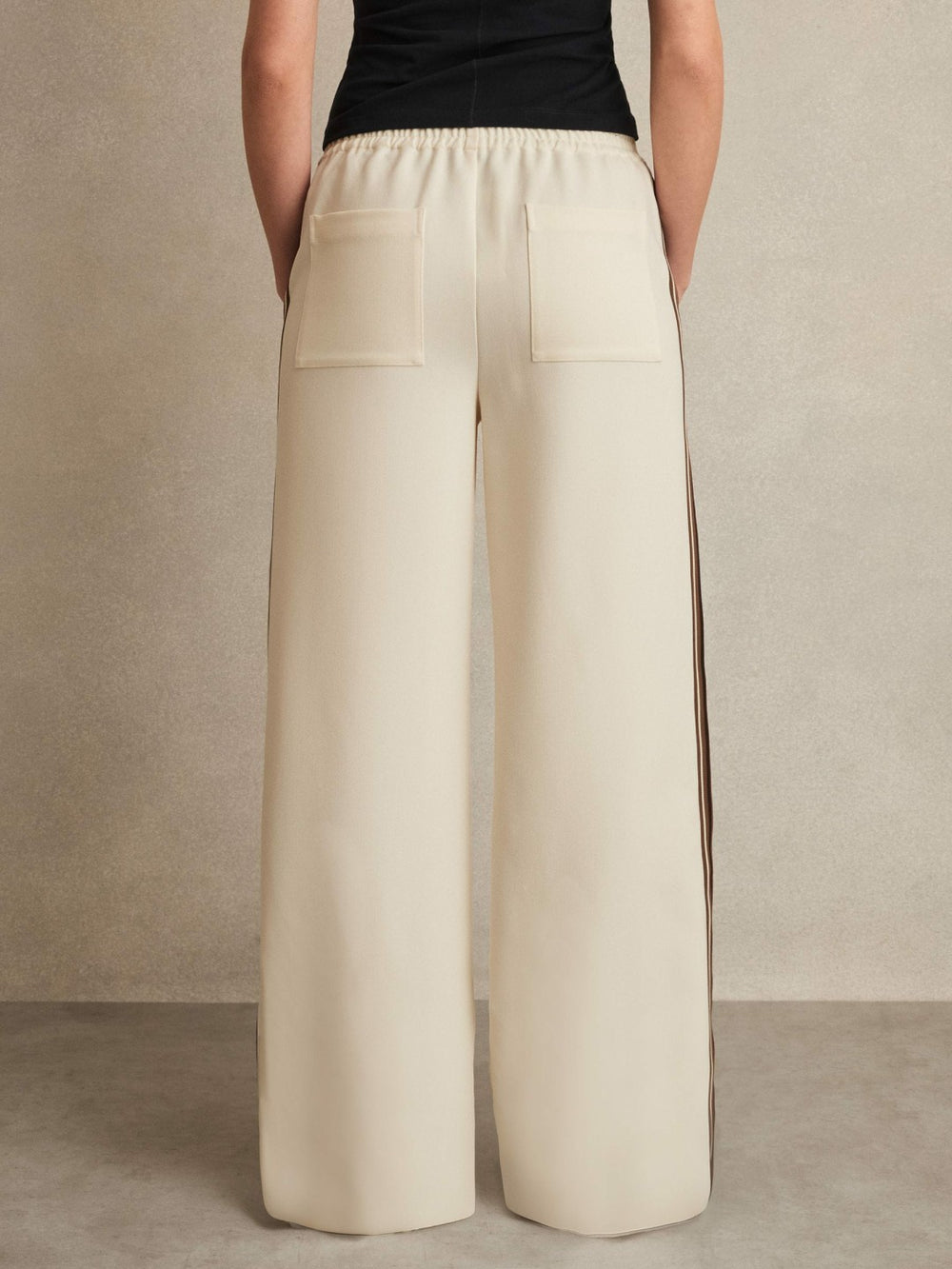 Side-Stripe Wide-Leg Trousers Cream | Women