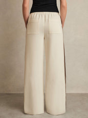 Side-Stripe Wide-Leg Trousers Cream | Women