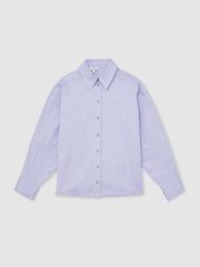 Cotton Button Through Oxford Shirt Blue | Women