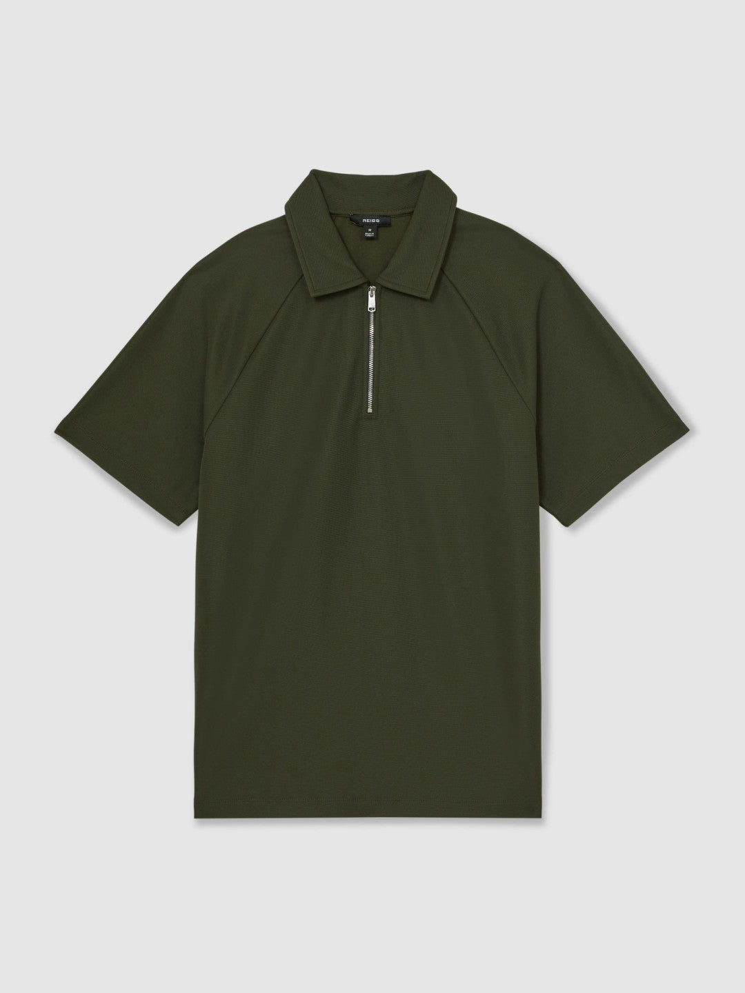 Textured Raglan Half-Zip Polo Shirt Green | Men