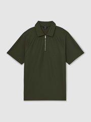 Textured Raglan Half-Zip Polo Shirt Green | Men