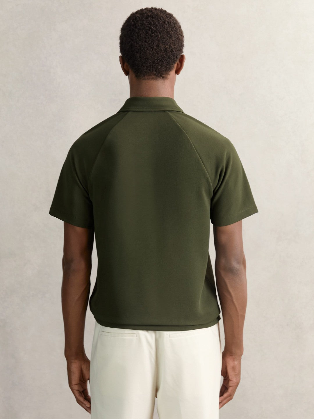 Textured Raglan Half-Zip Polo Shirt Green | Men