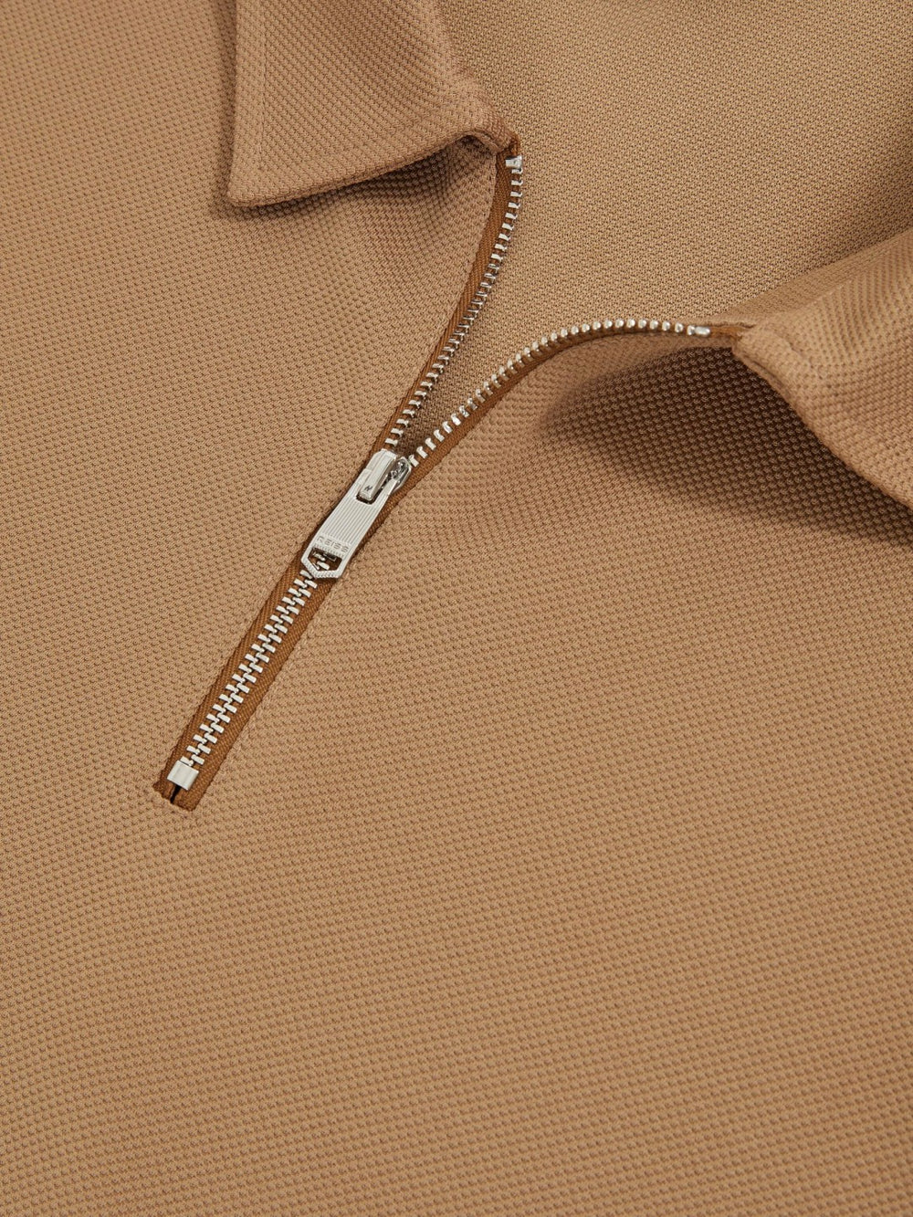 Textured Half-Zip Tipped Polo Shirt Camel | Men