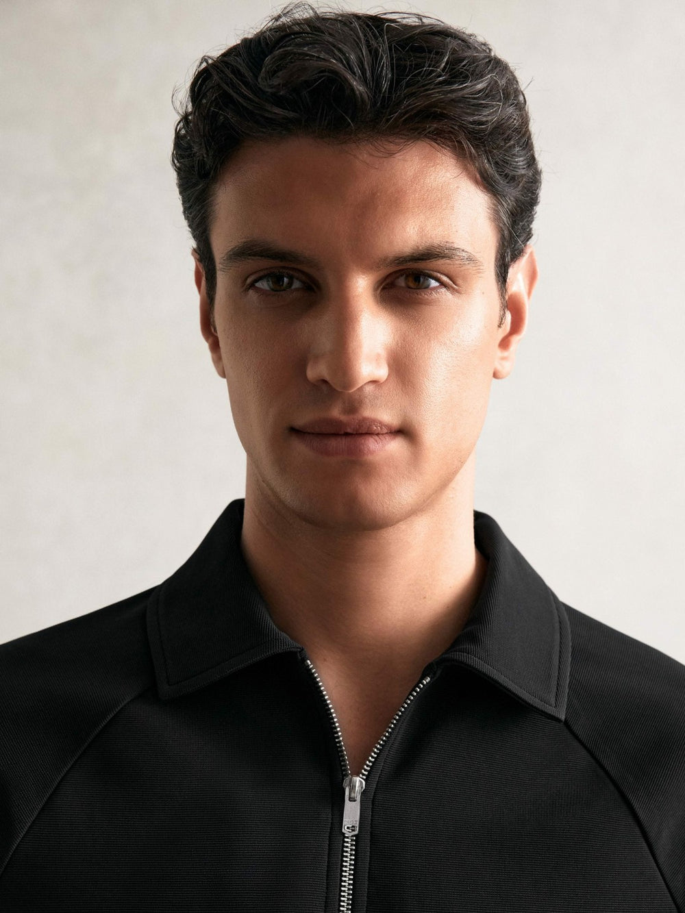 Textured Raglan Half-Zip Polo Shirt Black | Men