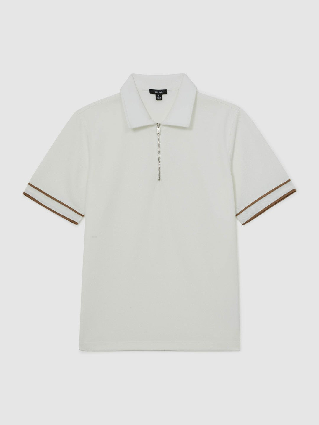 Textured Half-Zip Tipped Polo Shirt White | Men