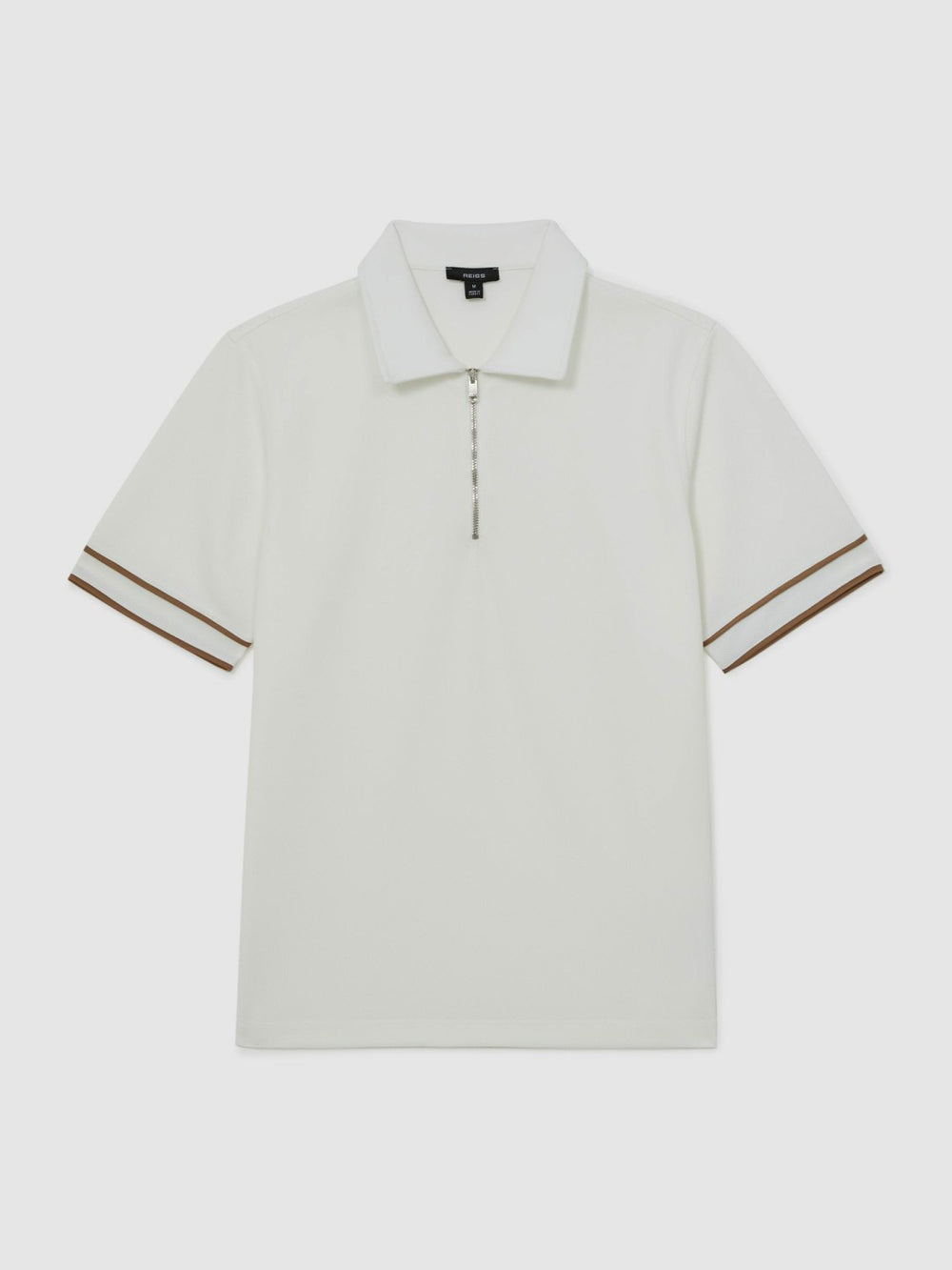 Textured Half-Zip Tipped Polo Shirt White | Men