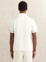 Textured Half-Zip Tipped Polo Shirt White | Men