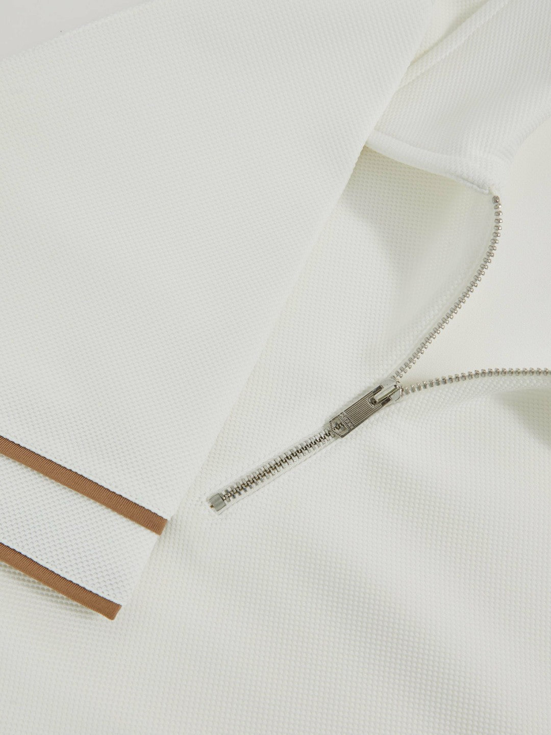 Textured Half-Zip Tipped Polo Shirt White | Men