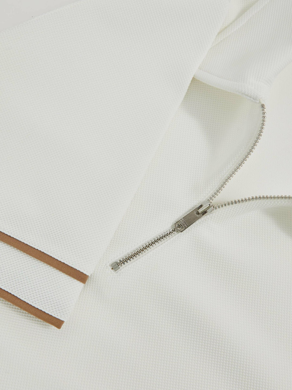 Textured Half-Zip Tipped Polo Shirt White | Men