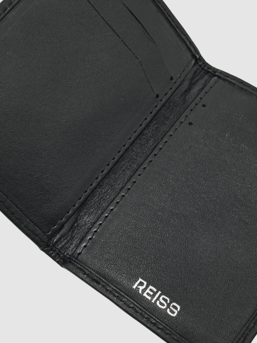 Leather Large Lattice-Effect Cardholder Black | Men
